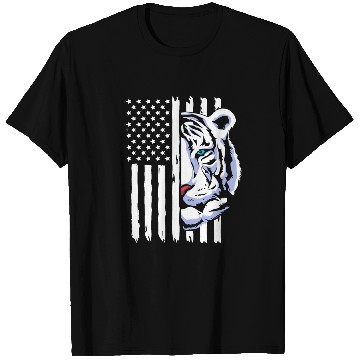 Discover 4th Of July American Flag White Tiger T Shirts