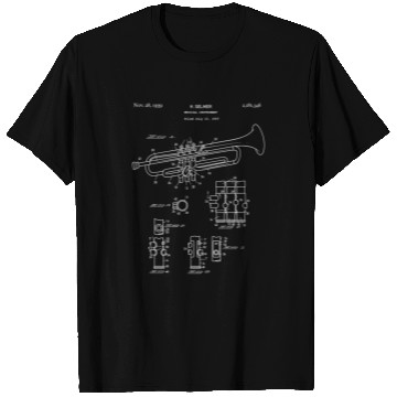 Discover Trumpet Schematic Blueprint Jazz Trumpet Player T Shirts
