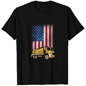 Discover Garbage Truck USA Flag Gift T Shirts