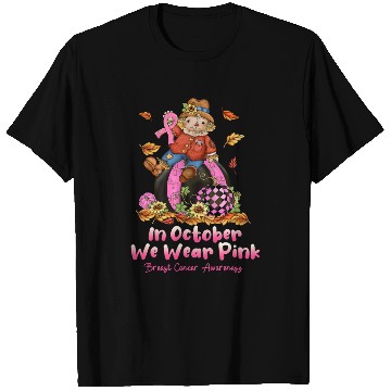 Discover In October We Wear Pink Ribbon Scarecrow T Shirts