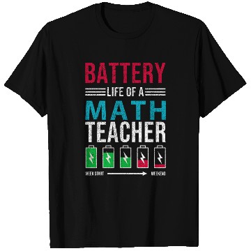 Discover Battery Life Of A Math Teacher, funny teacher T Shirts