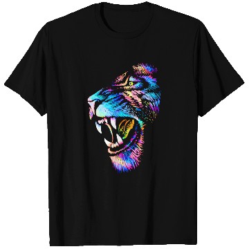 Discover Colorful Lion Head Portrait Drawing - Roaring Lion T Shirts