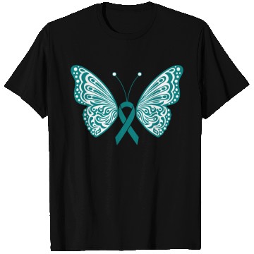 Discover Ovarian Cancer Awareness Teal Ribbon Butterfly T Shirts
