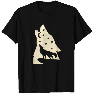 Discover Wolf silhouette howling wolf moonlight T Shirts