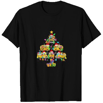 Discover School Bus Christmas Tree Funny Santa Bus Driver T Shirts