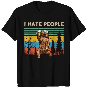 Discover I Hate People Bear Drinking Beer Vintage T Shirts
