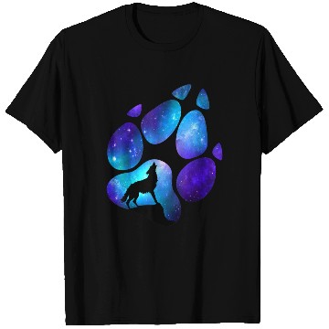 Discover Wolf Paw Galaxy Wild Lone Wolves Double Exposure T Shirts