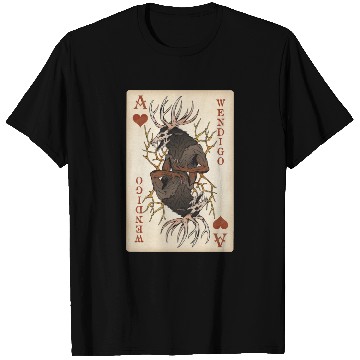 Discover Wendigo Playing Card - Ace of Hearts Cryptid Art T Shirts