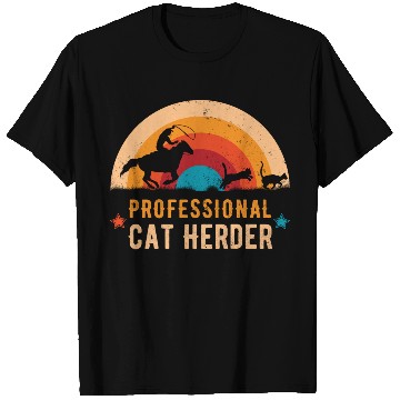 Discover Professional Cat Herder into retro sunset T Shirts