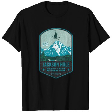 Discover Jackson Hole Ski Badge T Shirts