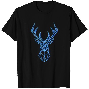Discover Deer Head Geometric Polygon Neon Blue Antlers T Shirts