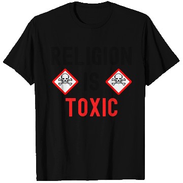 Discover RELIGION Is TOXIC Skull Crossbones toxicity symbol T Shirts