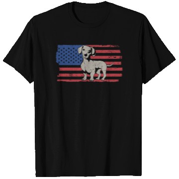 Discover Wiener, Dachshund, US FLAG T Shirts