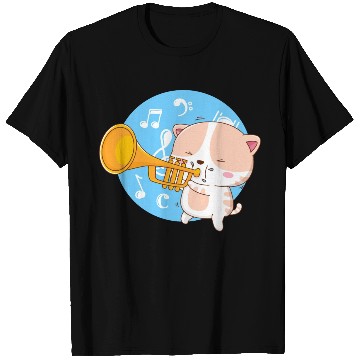 Discover Cute cat loves to play trumpet T Shirts