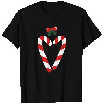 Discover beautiful christmas candy canes in love heart with T Shirts