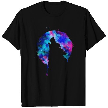 Discover Howling wolf full moon wolves galaxy stars sky T Shirts