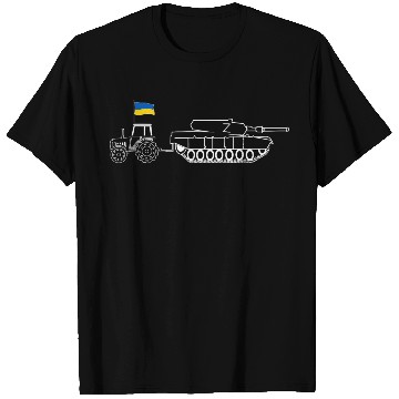 Discover Ukrainian Tractor Pulling Tank With Ukraine Flag T Shirts