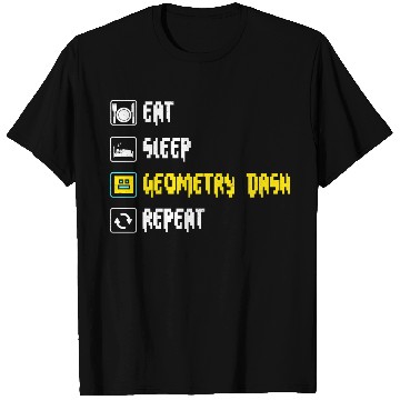 Discover Eat sleep geometry dash repeat retro Jumper Repeat T Shirts