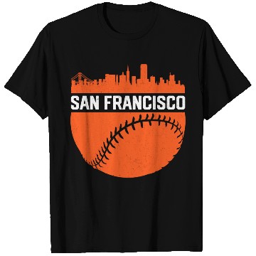 Discover Vintage Downtown San Francisco Cali Skyline Baseba T Shirts