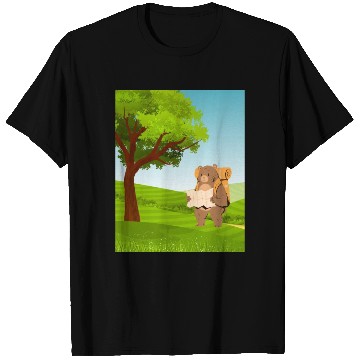 Discover Hiking Bear with Map Under a Tree T Shirts