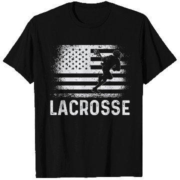 Discover Lacrosse LAX American USA Flag T Shirts