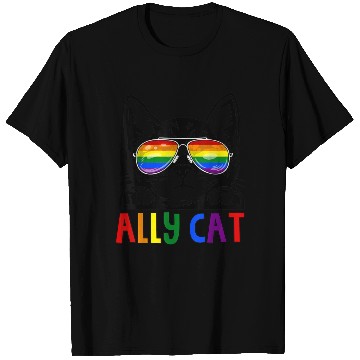 Discover Ally Cat LGBT Gay Rainbow Pride Flag T Shirts