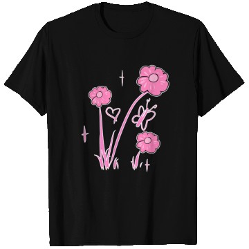 Discover flowers pink butterfly nature heart T Shirts