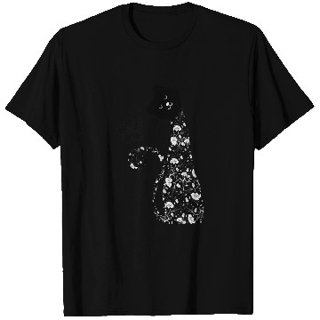 Discover Black cat with flower T Shirts
