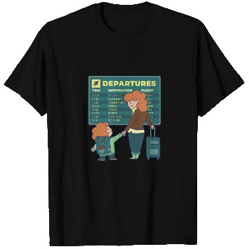 Discover Airport Departures Flight Mom and Son traveling Ai T Shirts