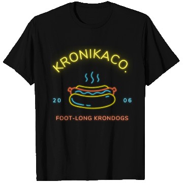 Discover Neon Light Glow Hot Dog Logo T Shirts