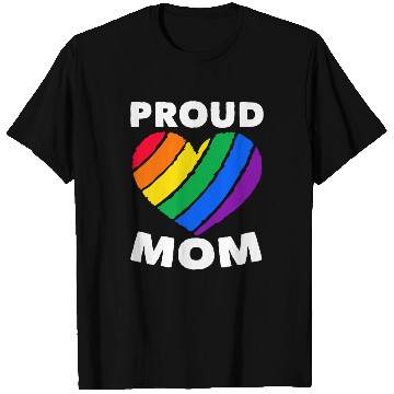 Discover Proud Mom Colorful Heart LGBTQ Rainbow Flag T Shirts