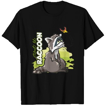 Discover Sweet Little Raccoon with Butterfly T Shirts