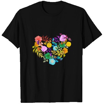 Discover Pride Love - Heart shape Flowers with Butterflies T Shirts