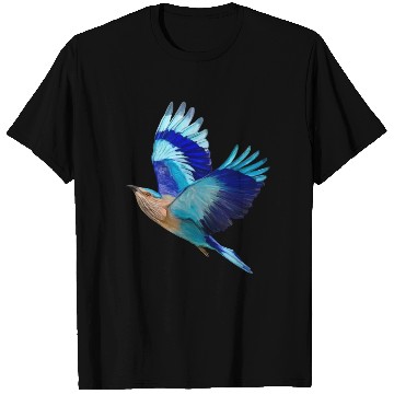 Discover Flying Blue Indian Roller Bird T Shirts