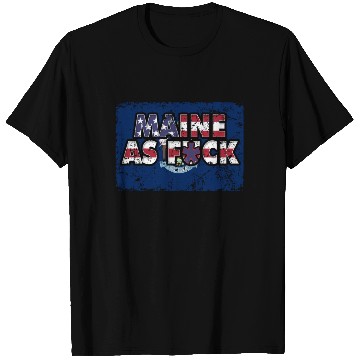 Discover America US Flag State Flag Maine T Shirts