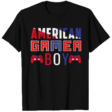 Discover American gamer boy, Flag Video Game Boys Kids Teen T Shirts