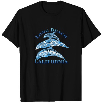 Discover Long Beach California Vacation Tribal Dolphins T Shirts