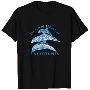 Discover Ocean Beach California Vacation Tribal Dolphins T Shirts