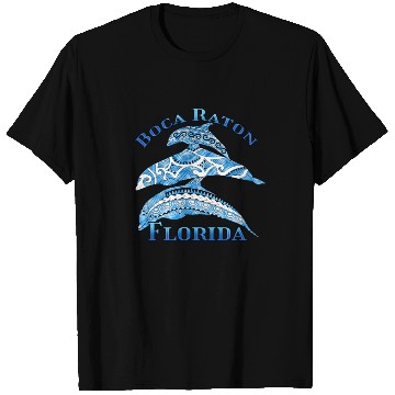 Discover Boca Raton Florida Vacation Tribal Dolphins T Shirts