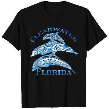 Discover Clearwater Florida Vacation Tribal Dolphins T Shirts