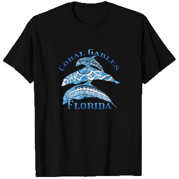 Discover Coral Gables Florida Vacation Tribal Dolphins T Shirts