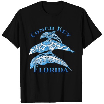 Discover Conch Key Florida Vacation Tribal Dolphins T Shirts