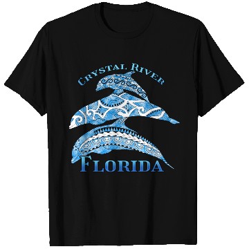 Discover Crystal River Florida Vacation Tribal Dolphins T Shirts