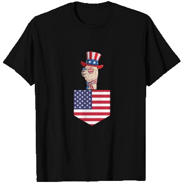 Discover Llama Patriotic Day US Flag Llama Pocket 4th of T Shirts