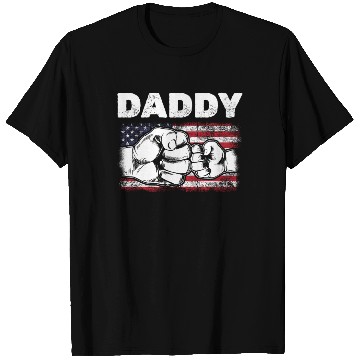 Discover Dad & Son Fist Bump American Daddy US Flag T Shirts