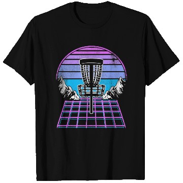 Discover Disc Golf Basket 90s Synthwave Sunset Retrowave T Shirts