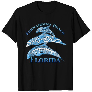 Discover Fernandina Beach Florida Vacation Tribal Dolphins T Shirts