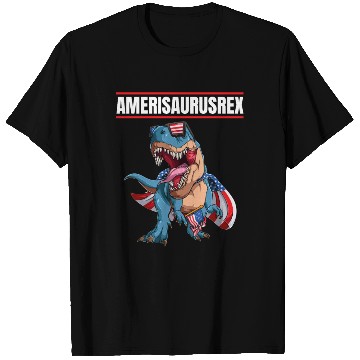 Discover Amerisaurusrex Dinosaur Wearing US Flag Cape And T Shirts