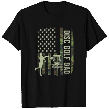 Discover Disc Golf Dad Camouflage American Flag Fathers Day T Shirts