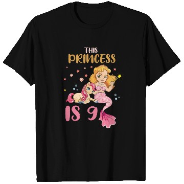 Discover Birth Born Age 9 Years Old Pretty Mermaid Unicorn T Shirts